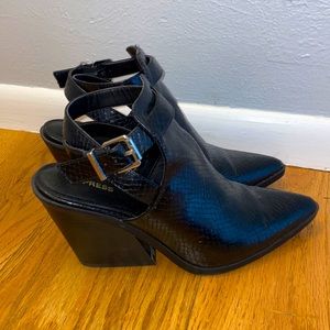 Black snake skin booties